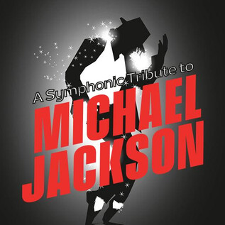 An artistic poster for a symphonic tribute to Michael Jackson. It features a stylized silhouette of the artist in black and white with bright red text. | © Björn Burkhard