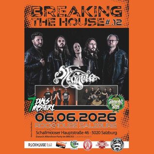 A concert poster for the event "Breaking the House #12". It features the band Moutain and provides information about the date and location of the event. | © Rockhouse Salzburg