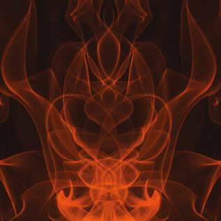 An abstract pattern of orange smoke on a black background. The shapes seem to move, creating a dynamic atmosphere. | © Salzburger Kulturvereinigung