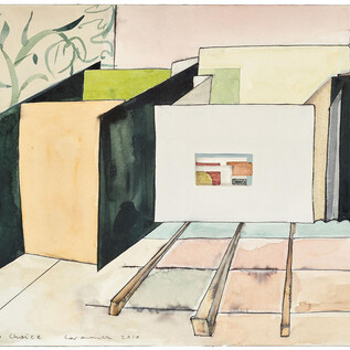 An abstract artwork featuring various arches and rectangles in soft colors. The shapes stand against a plain background and create an interesting composition. | © Sammlung Generali Foundation – Dauerleihgabe am Museum der Moderne Salzburg, Foto: Margherita Spiluttini