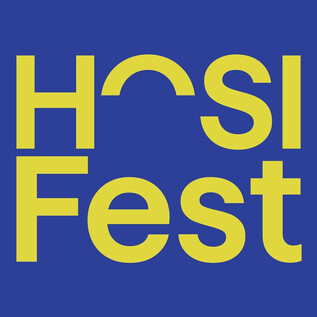 A colorful logo for the HOSI Fest. It features the lettering in yellow on a blue background. | © ARGEkultur