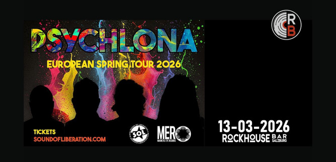 The image promotes the band's Psychlona European Tour 2026. It features colorful graphics along with the date and venue. | © Rockhouse Salzburg