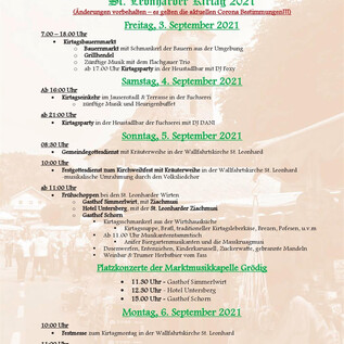 Programm Kirtag 2021