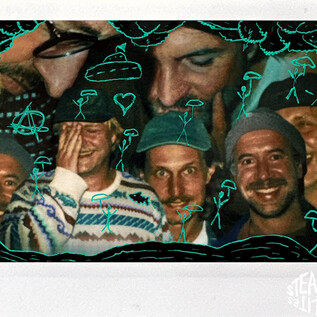 A collage-like depiction of several men in various poses, surrounded by colorful illustrations. The mood is cheerful and playful. | © Rockhouse Salzburg